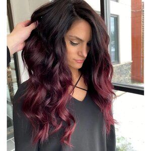 Black Red Curly Lace Front Wig